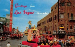 Fremont Street Scene LAS VEGAS, NV Helldorado Parade 1955 Vintage Postcard