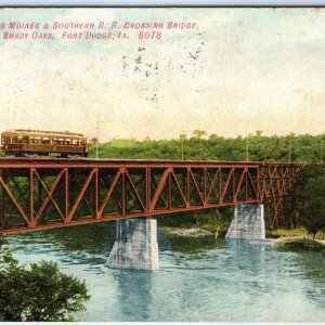 c1900s Fort Dodge Des Moines Southern Railway Bridge Postcard Shady Oaks IA A84