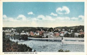 LIVERMORE FALLS, Maine ME ~BIRD'S EYE VIEW  Androscoggin County ca1920s Postcard