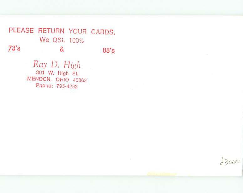 risque SEXY GIRL - QSL HAM RADIO CARD Mendon Ohio OH t1245