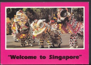 Singapore Postcard - Welcome To Singapore, Chinese Lion Dance  B2640