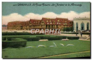 Old Postcard Deauville Beach flowered gardens the normandy