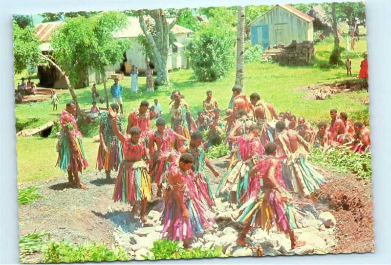 Fijian Fire Walking Fiji Beqa Island Natives Vintage 4x6 Postcard E15