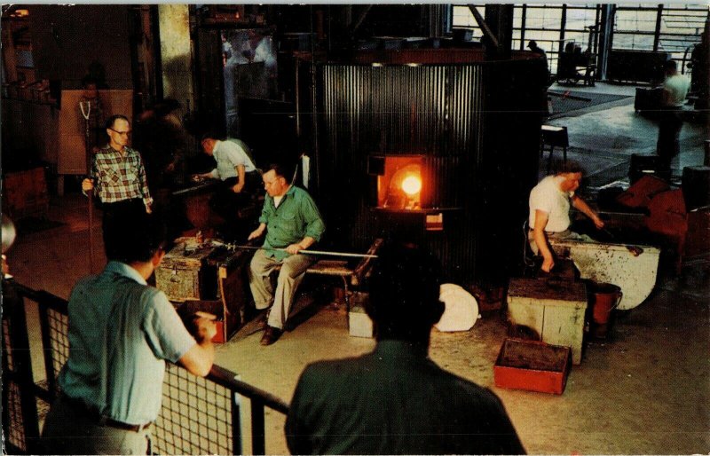 Making Steuben Glass Corning Center New York Crystal Factory Postcard Interior 