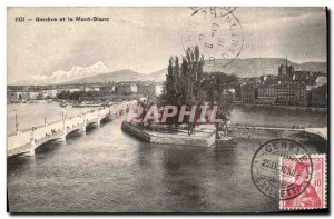 Old Postcard Geneva and Mont Blanc