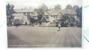 Vintage Postcard Mowing The Lawn at Augustinian Convent Kearsney Manor Nr Dover