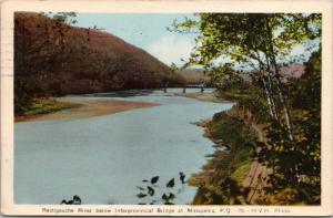 Restigouche River Interprovincial Bridge Matapedia QC Que c1942 Postcard D47