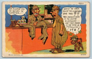 Postcard WW2 Era Humor Soldier Wearing Huge Uniform AF16