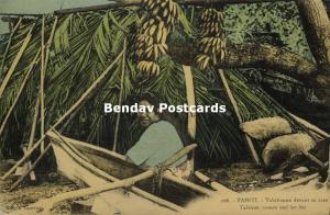 french polynesia, TAHITI, Tahitian Girl in front of her Hut (1920s)