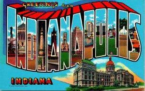 Greetings Indianapolis Indiana Multiview VTG Postcard UNP Unused Curt Teich 