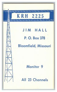 QSL Radio Card From Bloomfield Missouri KRH 2225 