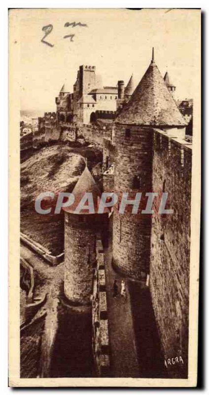 Postcard Old Carcassonne Tower of the Inquisition and Chateau Comtel