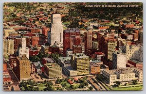 Memphis Tennessee~Air View Of Business District Skyscrapers~1940s Linen Postcard