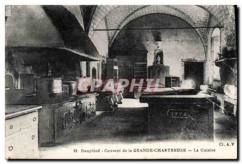 Old Postcard Dauphine Convent of the Grande Chartreuse The Kitchen