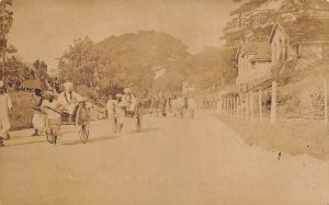 Kandy Ceylon Rickshaws Street Scene Real Photo Vintage Postcard AA74760