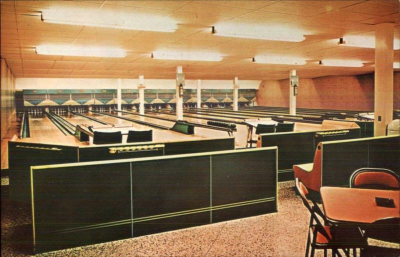 Burlington Ontario Bowling Alley Roseland Lanes Old Postcard