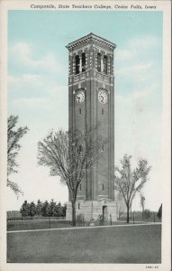 Postcard Campanile State Teachers College Cedar Falls Iowa IA