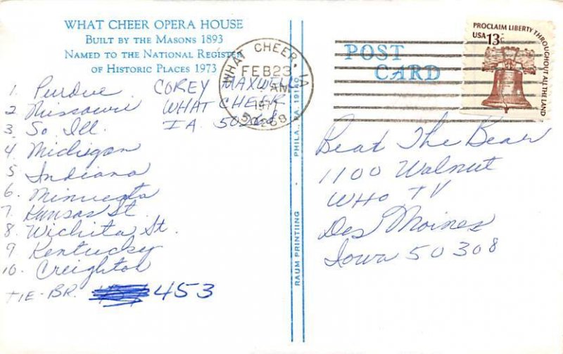 Famous what cheer Opera 1977 