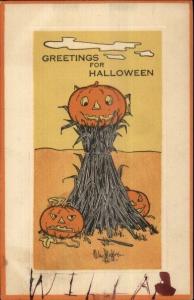 Halloween c1910 Postcard JOLS & Corn Stalk Series 400 - gsh