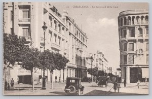 Postcard Casablanca Morocco Boulevard La Gare 1910s DB Cars Buildings View