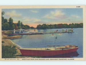 Linen BOATS ON SHORE Frankfort - Near Joliet & Orland Park & Chicago IL F3559