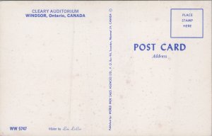 Canada Cleary Auditorium Windsor Ontario Postcard C373