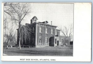 Atlantic Iowa Postcard West Side School Exterior Building c1905 Vintage Antique