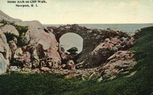 Newport RI-Road Island, Stone Arch On Cliff Walk Scenic Spot Vintage Postcard