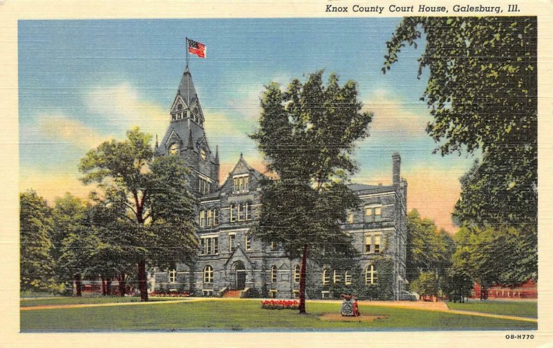 GALESBURG, IL Illinois  KNOX COUNTY COURT HOUSE   Courthouse   c1940's Postcard