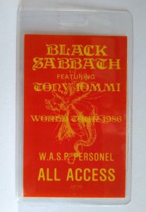 Black Sabbath Tony Iommi Backstage Pass Original 1986 W.A.S.P Seventh Star