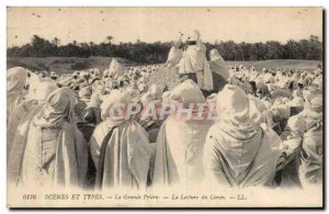 Old Postcard SCENES AND TYPES Great Prayer Reading of the Koran