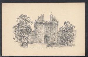 Lancashire Postcard - Pencil Sketch of The Gateway, Lancaster Castle   T9555