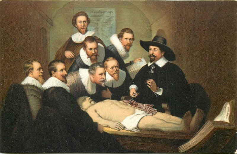 Den Haag Anatomy Anatomie Rembrandt vintage Stengel & Co art postcard