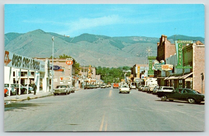 Salmon Idaho~Main Street~A-1 Used Cars & Trucks~Ford Dealer~V Store~1960s Cars