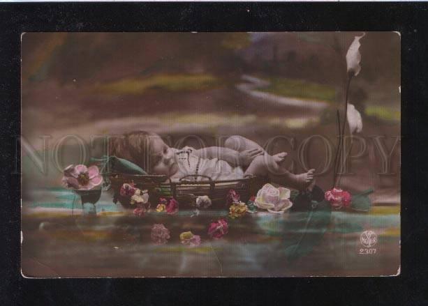 069488 Girl as Mermaid WATER LILY Vintage PHOTO