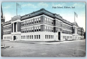 Elkhart Indiana Postcard High School Exterior View Building 1921 Vintage Antique