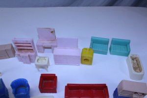 Lot of 35 Vintage Collectible Plastic Mini Doll House Furniture PCS by Superior