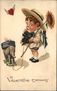 Valentine - Freixas Schmucker Little Boy Elephant Toy c1910 Postcard