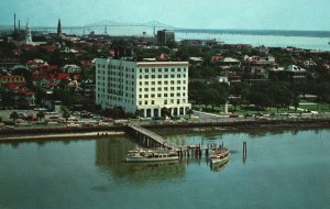 Charleston South Carolina, Grey Line Water Tour, Harbor, Yacht, Vintage Postcard