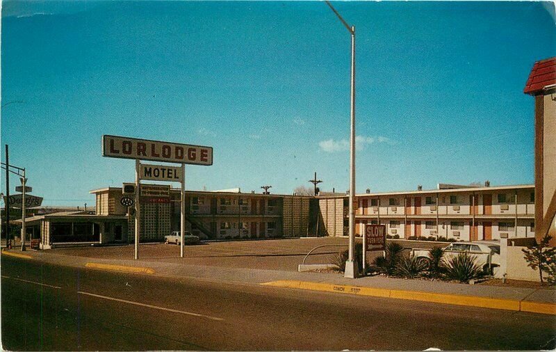 Albuquerque New Mexico 1967 Route 66 Lorlodge Motel Roadside Postcard 11125