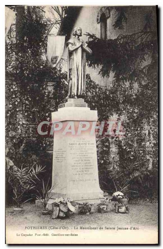 Postcard Old Pothieres Cote d'Or Jeaune Holy Monument of Arc