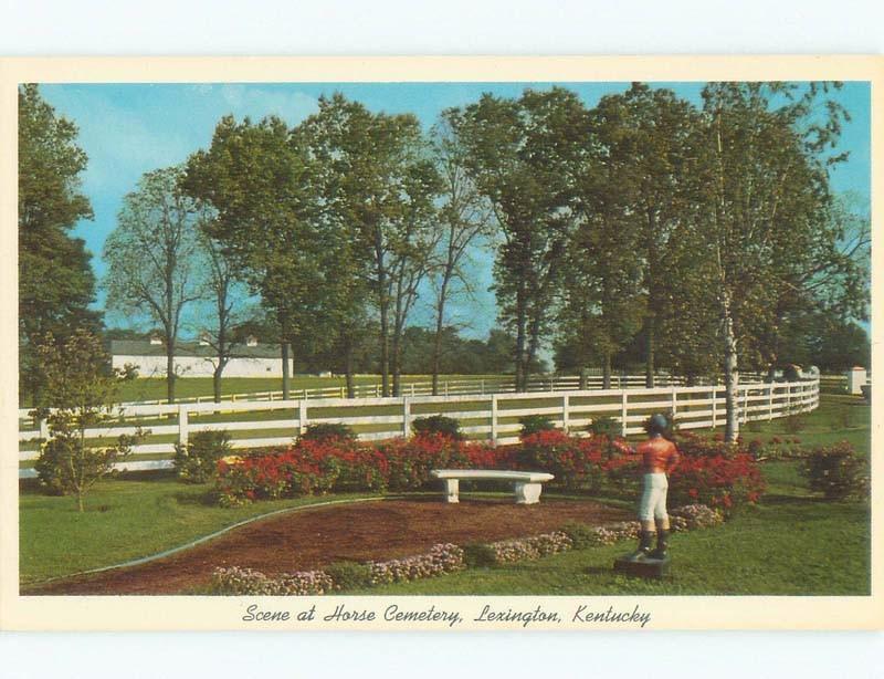 Pre-1980 ANTIQUE LAWN JOCKEY ORNAMENT AT HORSE CEMETERY Lexington KY E3164