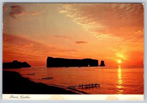 Sunrise, Perce Rock, Quebec, Canada, 1983 Chrome Postcard