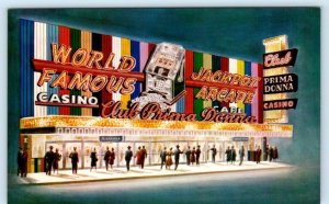RENO, Nevada NV ~ Night Neon CLUB PRIMA DONNA CASINO ca 1960s  Postcard