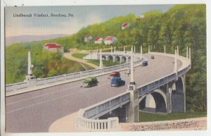 P2711 vintage postcard old cars lindbergh viaduct bridge reading penn, unused