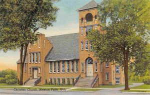 Christian Church Newton Falls Ohio 1940s linen postcard