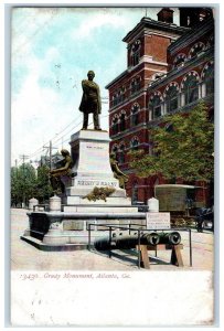 1913 Henry Grady Monument Scene Atlanta Georgia GA Posted Vintage Postcard