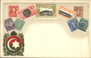 Postage Stamps Printed on c1910 Postcard #61 CRETE? 