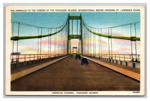 Vintage 1940s Postcard International Bridge Crossing Thousand Islands, New York