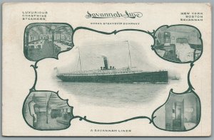 SAVANNAH LINER STEAMSHIP ANTIQUE POSTCARD